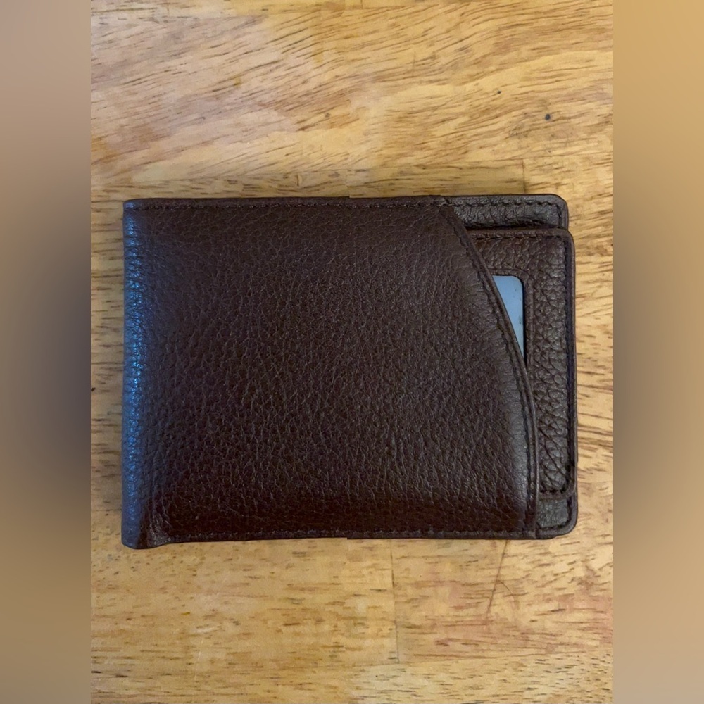 Stafford full grain leather bifold wallet removable pass case card